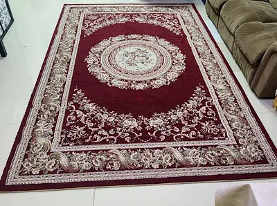 Elegant Red and Cream Area carpet for sale.