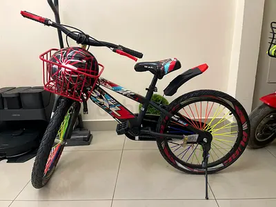 Stylish Childrens Bike with Basket and Helmet