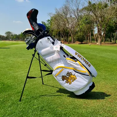As new Singha Beer Branded Golf Stand Bag White 6 Way Divider
