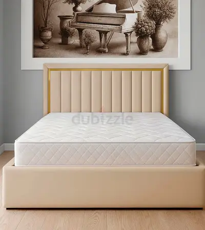 Brend New fabric wooden Queen size 150x190 bed with Madical Matress Available