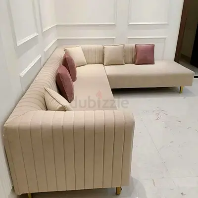 Luxe Ribbed Velvet Corner Sofa with Metallic