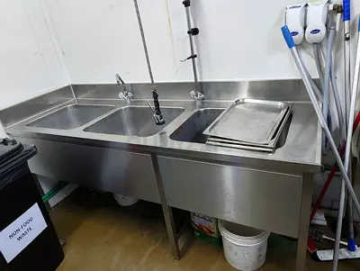 3 bowl stainless steel dish wash station