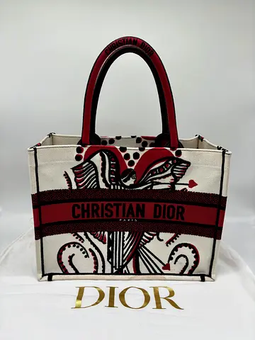 Christian Dior Bicolor Book Tote Cupidon Embroidered Medium Bag