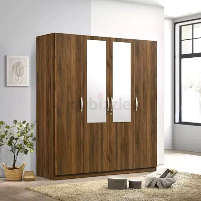 Modern Wooden Wardrobe with Mirror Doors