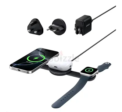 Anker MagSafe Compatible MagGo UFO 3-in-1 Charger, iPhone 17 Wireless Charging Station, 15W Qi2 Cert