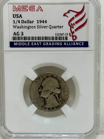 USA 1/4 Dollar silver coin 1944 70 AED