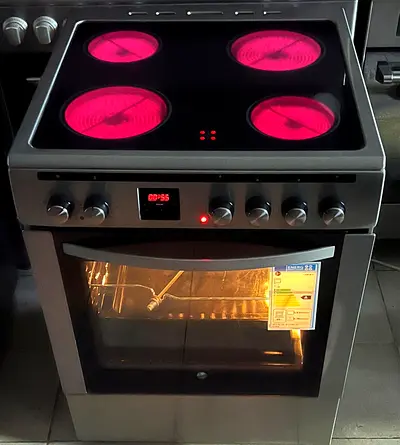 HOOVER latest model electric ceramic 4 HOBS oven fan cooking range 60X60 cooker