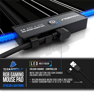 TITANWOLF XXL RGB Gaming Mouse Mat Pad 800x300mm XXXL Extended Large ( Fix Price )