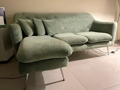 Stylish Green Velvet Sectional Sofa