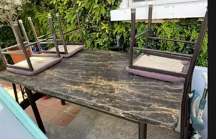 Sturdy Vintage Marble-Top Dining Table