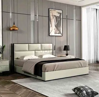 Contemporary Bed with Stylish Headboard