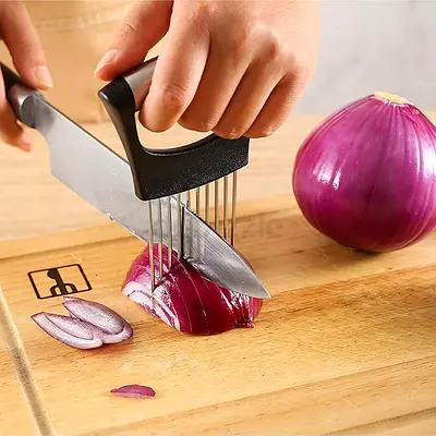 Onion Holder Slicer Vegetable tools Tomato Cutter Stainless Steel Kitchen Gadget