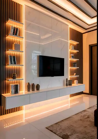 Modern Entertainment Center with LED Lighting