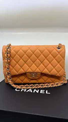 Chanel Peach Caviar Leather Jumbo Classic Double Flap Shoulder Bag