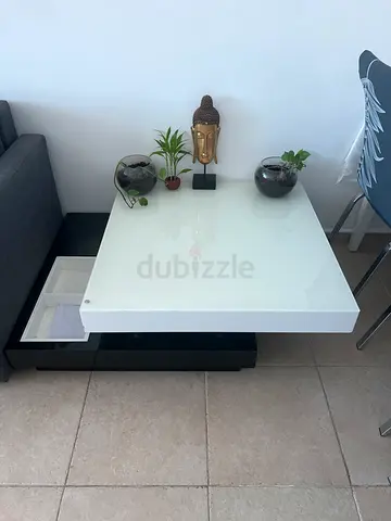 Stylish Glass Coffee Table with Storage