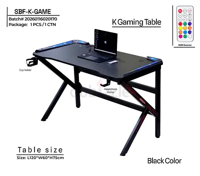 Stylish K Gaming Table with RGB Lighting