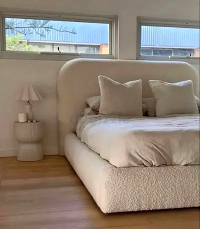 Modern Luxury Bed for Sale Boucle Fabric Finish