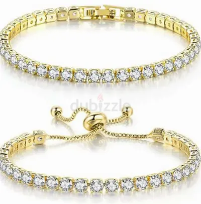 2-Piece Crystal Bracelet Set for Women – Adjustable – Shiny  Elegant