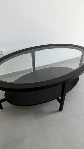 Sleek Oval Coffee Table with Glass Top