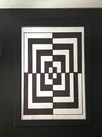 Intricate Framed Geometric Artwork Optical illusion. All handmade