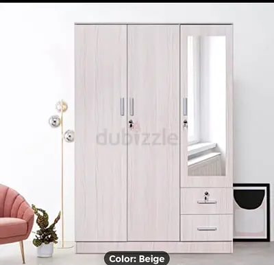 Modern Beige Wardrobe with Mirror and Drawers, original price 849+delivery(From Homebox)