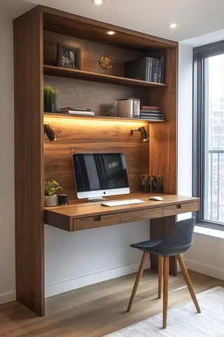 Stylish Wall-Mounted Study Desk with Shelves