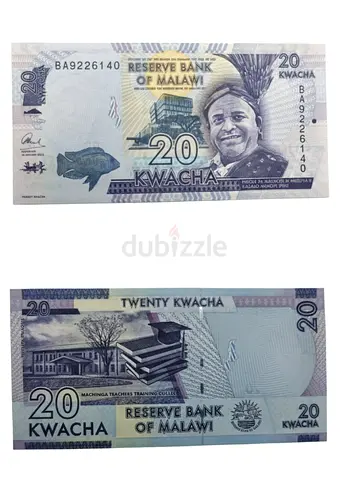 Malawi African Rare 20 Kwacha Banknote Currency Note