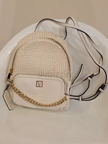 Stylish Victoria Secret white bagpack with Chain Detail