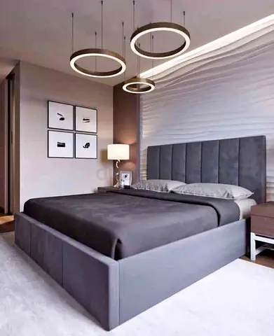 Elegant Modern Bed with Stylish Headboard