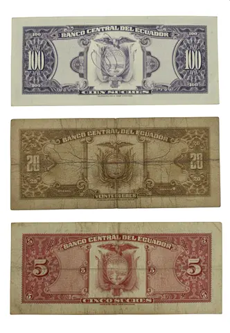 Ecuador Vintage Banknotes Collection Latin America