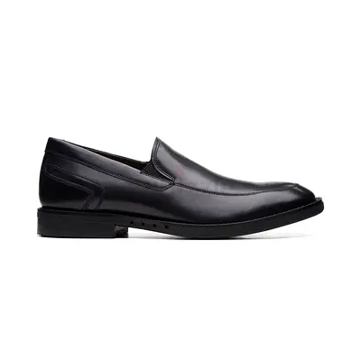 Clark Mens Shoe - Un Hugh Step Black Leather Shoe