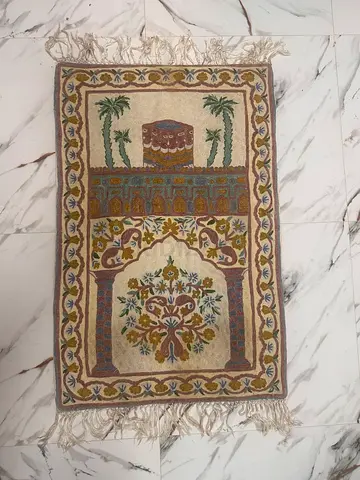 vintage handmade Kashmiri prayer mat