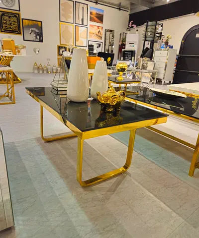 Stylish Modern Coffee Table with Gold Accents