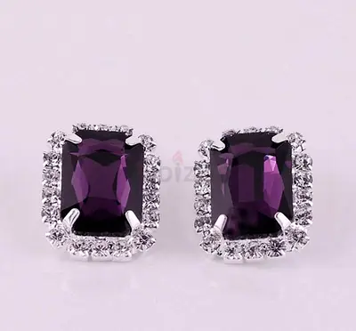 Elegant Purple Earrings with Silver Accents