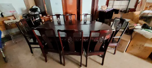 Elegant Expandable Wooden Dining Table Set with 8 Chairs