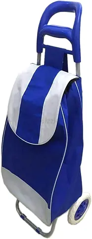 Foldable Shopping Trolley Cart with Wheels and Removable Bag BLUE