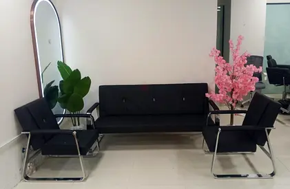 Modern Black Leather Sofa Set with Chairs