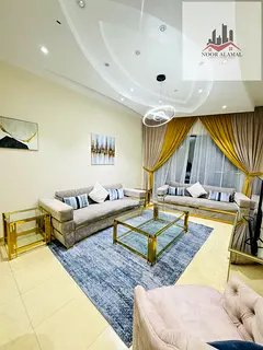 Sharjah, Al Khan: One bedroom, living room, kitchen, and two bathrooms. Furnished. Second occupancy.