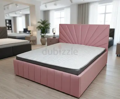 Elegant Pink Upholstered King Size Bed