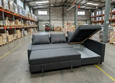​Modern L-Shape Sofa Cum Bed with Built-in Storage