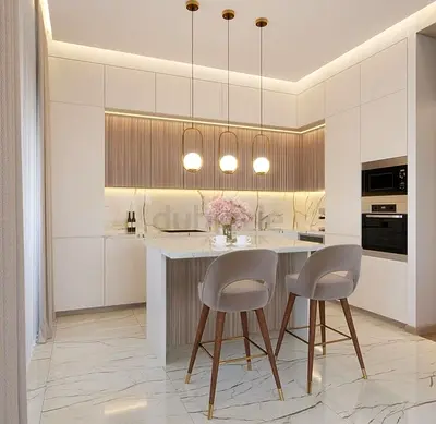 Modern Kitchen Island with Stylish Bar Stools