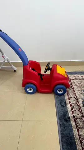 Red Toy Car with Push Handle for Toddlers