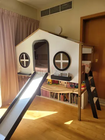 Trevor Treehouse LED Play Twin Bed with Slide and Hammock