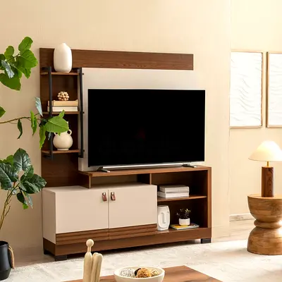 Vieira Entertainment Unit – Brown  Off White