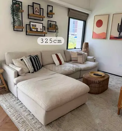 Beige swin modular cloud feather filled sofa