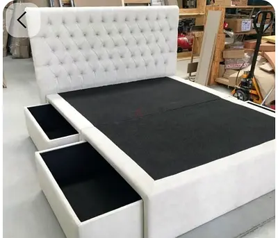 Light gray 180*200 king size bed with 4 drawers