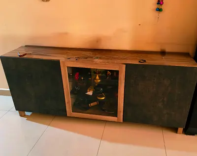 Stylish Modern TV Cabinet with Glass Doors(Ikea)