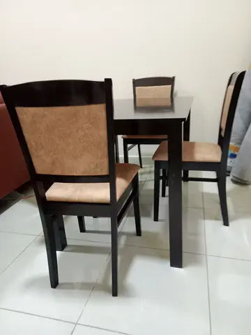 Modern Dining Table Set with Beige Chairs