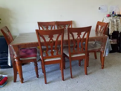Sturdy Wooden Dining Table with 6 Chairs