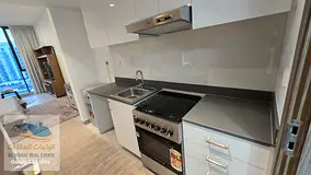 A furnished studio apartment is now available for monthly rent in the Aljada area of ​​Sharjah, 